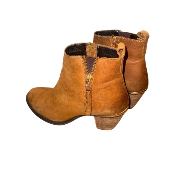 Steve Madden Leather Brown Ankle Booties With Side Zippers - Picture 4 of 10